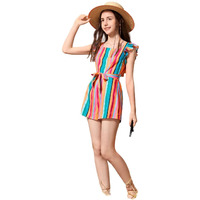 Tagas Girl's Crepe Above The Knee Jumpsuits (Gjs-13-Or-Multi-7 Multicolor