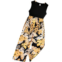 Tagas Girls Solid Tank Top & Floral Print Wide Leg Pants || Coordinated_Outfit For Girls || Girls Cloth Set ||