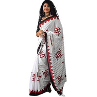 Shiv Textiles Cotton Printed Saree For Women.(Smc-St-204-White)