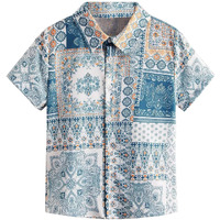 Tagas Boy's Polyester Floral Regular Fit Shirt (Bs-3007-Sky-5_Sky, 5 Years-6 Years
