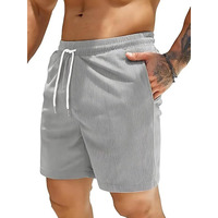 Smowkly Men's Premium Polycotton Casual Ribbed Shorts || Elastic & Drawstring Waist With 2 Pocket || Loose Fit Lightweight Burmuda Perfect For Workout, Beach & Summer ||Shorts Pant For Men Grey