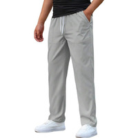 Smowkly Men's Poly-Lycra Premium Stretch Trackpants || Wrinkle Free, Relaxed Fit, Elastic Waist, Tapered Fit || Best For Summer Jogging Gym Workout Jogging (1639_Gry_32) Grey