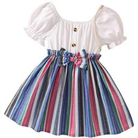 Tagas Baby-Girl's Mario Rib A-Line Knee-Length Dress (Kd-202-Blue-2_Blue