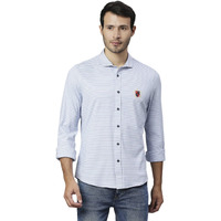 Thomas Scott Men's Solid Slim Fit Casual Shirt With Spread Collar And Full Sleeve Lt Blue