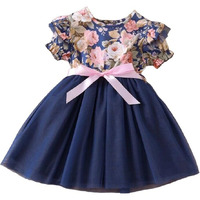 Tagas Baby Girl's Crepe Fit And Flare Knee-Length Dress (Kd-144-Blue-9_Blue 1_9 Years-10 Years)