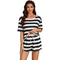 Smowkly Printed Cotton Blend Night Suit|Everyday Nightsuit|Night Dress|Shorts Set|Pyjama Set For Women Green (L)