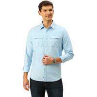Thomas Scott Mens | Full Sleeve | Solid | Double Pockets | Slim Fit | 100% Cotton | Spread Collar | Casual | Shirt (Skyblue_Xl)