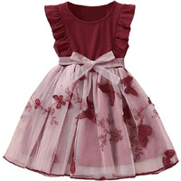 Tagas Girl's Polyester Fit And Flare Knee-Length Dress (Kd-390-Red-4_Red(1) _4 5 Years)