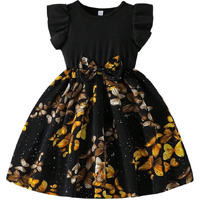 Tagas Girl Summer Casual Dress With Flutter Sleeves, Roses Print || Girls Dress || Party Dress For Girls ||Fency Dress||(Kd-2012)