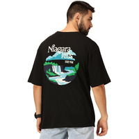 Thomas Scott Men 100% Cotton Bio Wash Oversized Fit Niagara Falls Graphic Printed Tshirt (Black, 2Xl)