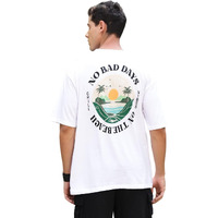 Thomas Scott Men's Oversized Fit Graphic Printed 100% Cotton Bio Wash Tshirt (025 White, M)