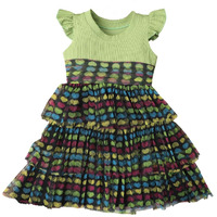 Tagas Girls Heart Print Sleeveless Dress | Girls Dress | Party Dress For Girls | Fancy Dress Green