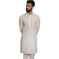 Sojanya (Since 1958 Ethnic Motifs Embroidered Thread Work Pure Cotton Cream Straight Only Kurta