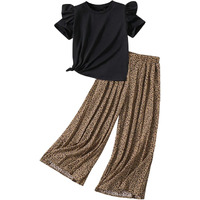 Tagas Girls Solid Tank Top & Polka Dot Wide Leg Pants (Gtp-92 13-14 Y)