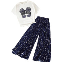 Tagas Girls Top And Pant|Coordinated_Outfit For Girl| Dress For(Girls)| Top With Palazzos For Girl's|(Gtp) (Standard, Navy, 5-6 Y)