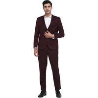 Turtle Men 100% Cotton Dobby Print Full Sleeve Two Piece Brown Party Suit