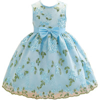 Tagas Girl's Mesh A-Line Knee-Length Dress (Kd-416-Blue-3_Blue_3 4 Years)