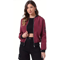 Tagas Women's Solid Bomber Jacket  Lightweight Zip-Up Stylish Casual Wear  Full Sleeve Windcheater For Girls & Women