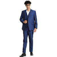 Turtle Men 100% Cotton Dobby Print Full Sleeve Three Piece Blue Party Suit