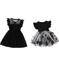 Tagas Girl's Polyester Fit And Flare Knee-Length Dress (Kd-93-129-Black-Black-8 Black