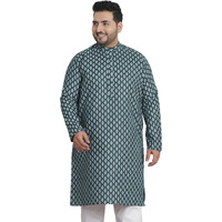 Sojanya Plus (Since 1958) Men's Cotton Blend Printed Green Long Kurta