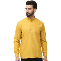 Sojanya (Since 1958, Men's Cotton Blend Mustard Solid Only Short Kurta
