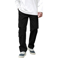 Tagdo Men Flap Pocket Side Cargo Trouser (Baggy-Cargo-2032-Black-30)