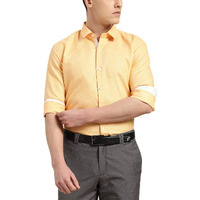 Sojanya (Since 1958, Men's Cotton Linen Dark Yellow Formal Shirt, Size: 42