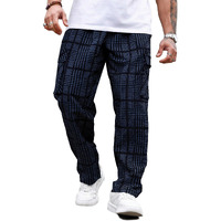 Tagdo Men's Classic Casual Pants (Chex-Pant-2039-Blue-30_Blue