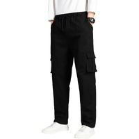 Tagdo Men Flap Pocket Drawstring Waist Trousers (Cargo-2030-Black-36)