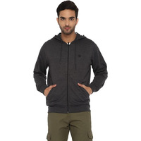 Turtle Men Essential Charcoal Grey Solid Hooded Sweatshirt