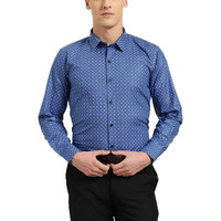 Sojanya (Since 1958, Mens Cotton Royal Blue Printed Formal Shirt, Size: 44