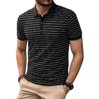 Tagdo Men Cotton Modern Fit Polo Shirt (Strip-Polo-2036-Black-Xxl_Black