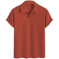 Tagdo Premium Waffle Knit T-Shirt || Polo T-Shirt For Men (Button-Waffle-2018-Rust-3Xl)
