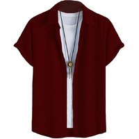 Tagdo Men Cotton Blend Solid Modern Fit Shirt (Chatai-Shirt-2028-Maroon-Xxl_Maroon)