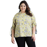 Stylum Women's Plus Size Floral Printed Cotton Shirt Style Top