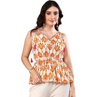 Stylum Women's Printed Cotton Short Peplum Top