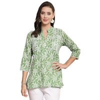 Stylum Women's Tropical Printed Cotton Empire Top