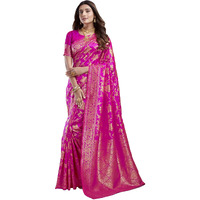 Sugathari Women's Banarasi Saree Pure Kanjivaram Silk Saree Soft New Ladies 2023 Design Wear Pattu Sarees Latest Cotton Party Sari Collections With Blouse Piece For Wedding Sadi (Sam Pari S-7 Pink)