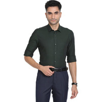 Turtle Men 100% Cotton Dark Green Dobby Slim Fit Full Sleeve Formal Shirt
