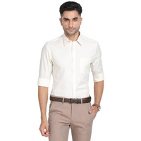 Turtle Men 100% Cotton Cream Dobby Slim Fit Full Sleeve Formal Shirt