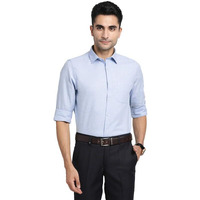 Turtle Men 100% Cotton Blue Solid Slim Fit Formal Shirts