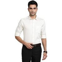 Turtle Men 100% Cotton Cream Solid Slim Fit Formal Shirts
