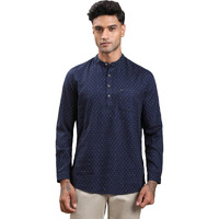 Turtle Men 100% Cotton Blue Printed Slim Fit Casual Kurta Shirt