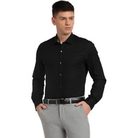 Turtle Men 100% Cotton Black Jacquard Slim Fit Full Sleeve Ceremonial Shirt