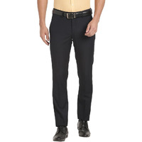 Turtle Men Terry Rayon Black Solid Slim Fit Formal Trouser