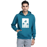 Turtle Men Knitted Teal Blue Printed Casual Sweatshirts