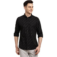 Turtle Men 100% Cotton Black Check Slim Fit Casual Shirt