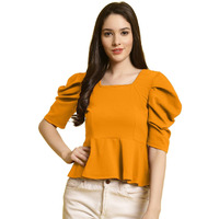 Tee Projekt Women's Casual Trendy Top With Stylish Short Puff Sleeves Ll Soft & Stylish Women's Tee
