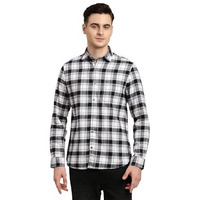 Turtle Men 100% Cotton Black & White Check Slim Fit Casual Shirt